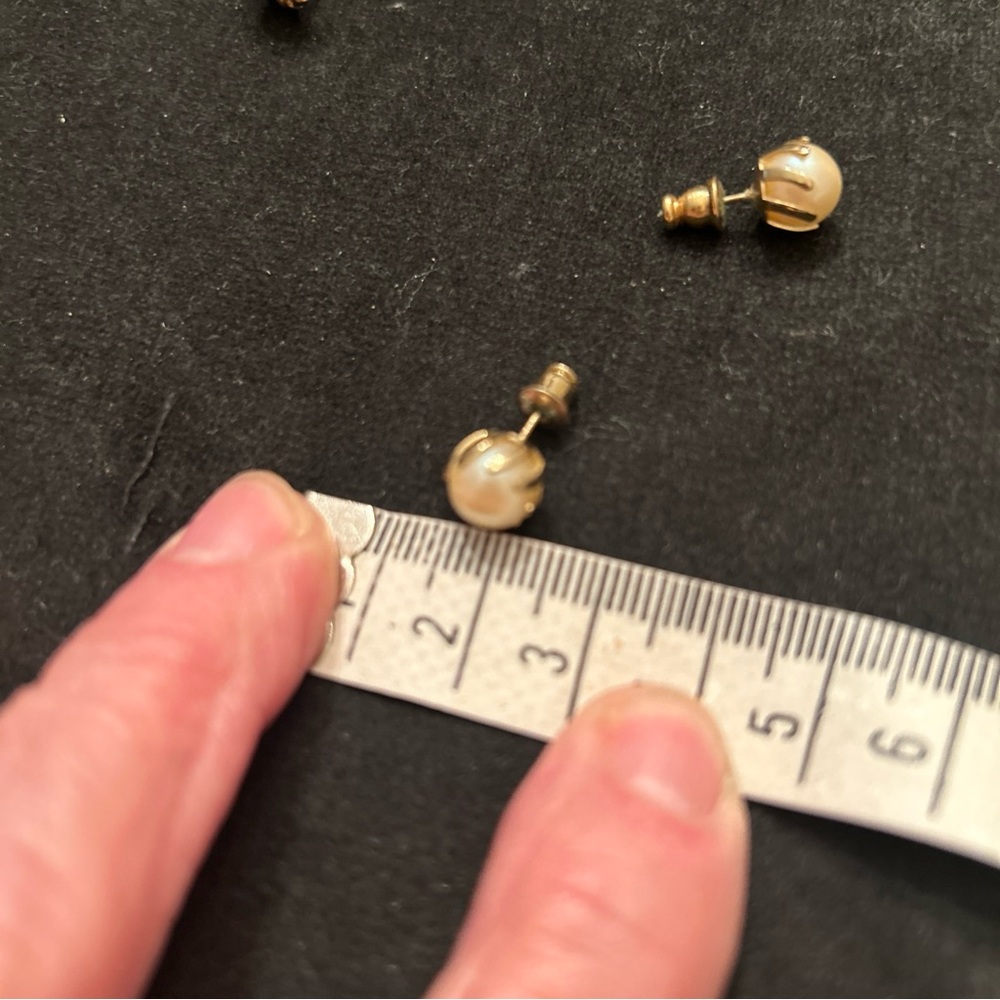 Chic Gold and Cream Stud Earrings - Picture 6 of 6
